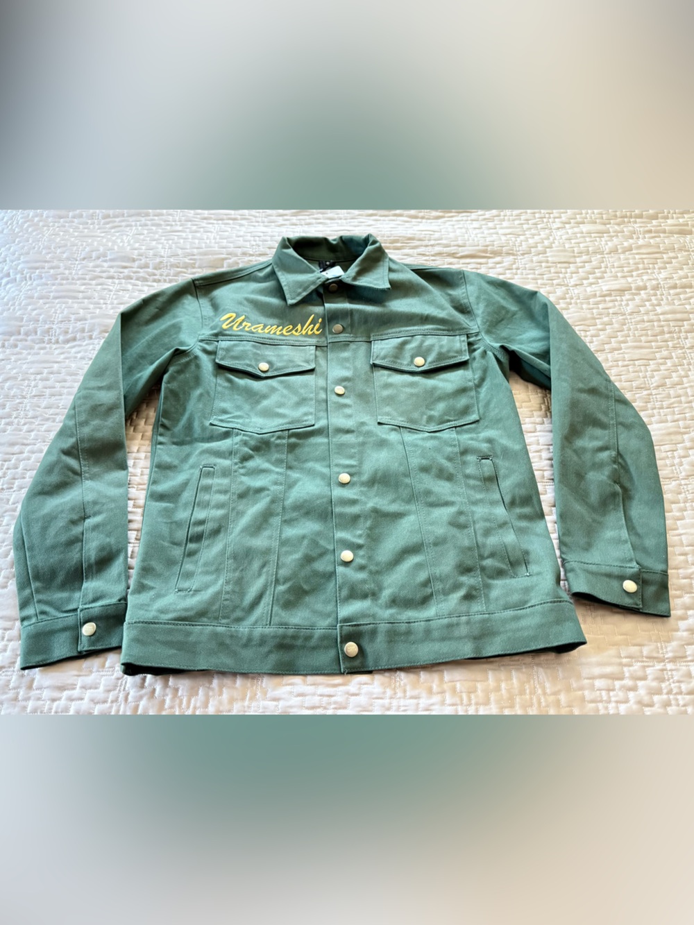 NamiWear Spirit Detective Agency Green Denim Embroidered Jacket Size Small